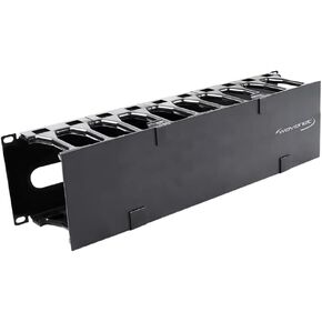 Wavenet – 3U 19" Single-Sided Horizontal Cable Manager - Plastic Finger Duct with Cover for 2-Post and 4-Post Server Racks, Metal – Black in Kuwait