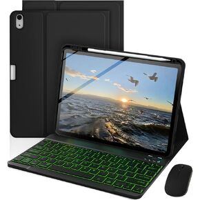 حافظة لوحة مفاتيح لجهاز iPad A16 الجيل الحادي عشر 2025 / الجيل العاشر 2022، ماوس و7 ألوان لوحة مفاتيح قابلة للفصل بإضاءة خلفية، حامل قابل للتعديل مدمج في حامل أقلام S، ميزة النوم/الاستيقاظ التلقائي، وردي in Kuwait