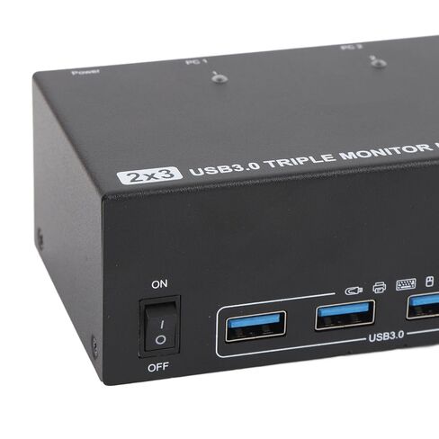 8K عند 60 هرتز HD KVM Switcher 2 كمبيوتر 3 شاشة مراقبة 4 منافذ USB 3.0، تحكم في 3 شاشات مع 4 أجهزة USB مع مجموعة واحدة من لوحة المفاتيح والماوس، نقل سريع للبيانات (قابس أمريكي) in Kuwait