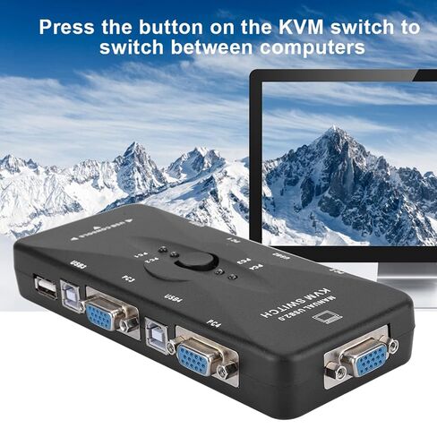 محول USB KVM بـ 4 منافذ مع كابل شاشة الكمبيوتر، اتصال VGA SVGA لشاشات متعددة، حل تبديل سطح المكتب المدمج in Kuwait