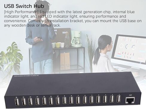 محدد محول USB، جهازي كمبيوتر لمشاركة أجهزة USB 2.0، محور صندوق محول طرفي، 16 منفذًا مع منفذ LAN للطابعة والماسح الضوئي ولوحة المفاتيح in Kuwait