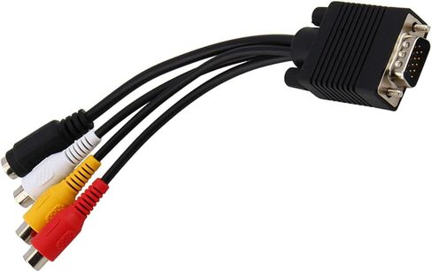Generic VGA SVGA إلى S Video 3 TV AV محول كابل، مدخل VGA قياسي Sub D، يعمل مع أجهزة الكمبيوتر المحمولة وأجهزة الكمبيوتر المكتبية لوظيفة إخراج التلفزيون لبطاقات VGA، أسود، Genericezfx95yhbv in Saudi Arabia