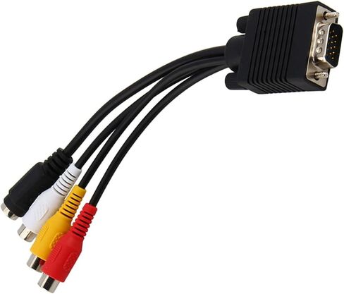 Generic VGA SVGA إلى S Video 3 TV AV محول كابل، مدخل VGA قياسي Sub D، يعمل مع أجهزة الكمبيوتر المحمولة وأجهزة الكمبيوتر المكتبية لوظيفة إخراج التلفزيون لبطاقات VGA، أسود، Genericezfx95yhbv in Saudi Arabia