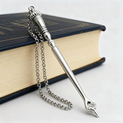 Yad Torah Bible Pointer, 6.69inch Home Decor Zinc Alloy Silver Crown Top Bible Reading Tool, Hand Pointer and Connected Chain for Adults Jewish Bar Mitzvah in Saudi Arabia