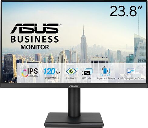 شاشة الأعمال ASUS مقاس 24 بوصة بدقة 1080 بكسل (VA249QGS) - IPS، دقة عالية كاملة، بدون إطار، 120 هرتز، مزامنة متكيفة، 1 مللي ثانية، HDMI، منفذ DisplayPort، VGA، العناية بالعين، إضاءة زرقاء منخفضة، مريحة، قابلة للتركيب على الحائط وفقًا لمعايير VESA، ضمان 3  in Kuwait
