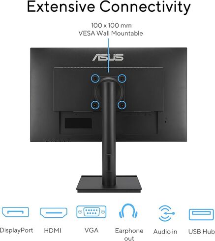 شاشة الأعمال ASUS مقاس 24 بوصة بدقة 1080 بكسل (VA249QGS) - IPS، دقة عالية كاملة، بدون إطار، 120 هرتز، مزامنة متكيفة، 1 مللي ثانية، HDMI، منفذ DisplayPort، VGA، العناية بالعين، إضاءة زرقاء منخفضة، مريحة، قابلة للتركيب على الحائط وفقًا لمعايير VESA، ضمان 3  in Kuwait