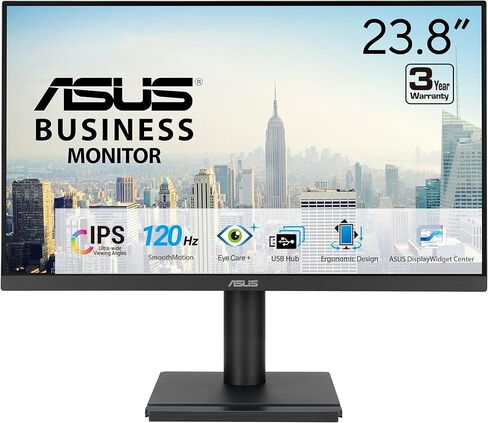 شاشة الأعمال ASUS مقاس 24 بوصة بدقة 1080 بكسل (VA249QGS) - IPS، دقة عالية كاملة، بدون إطار، 120 هرتز، مزامنة متكيفة، 1 مللي ثانية، HDMI، منفذ DisplayPort، VGA، العناية بالعين، إضاءة زرقاء منخفضة، مريحة، قابلة للتركيب على الحائط وفقًا لمعايير VESA، ضمان 3  in Kuwait
