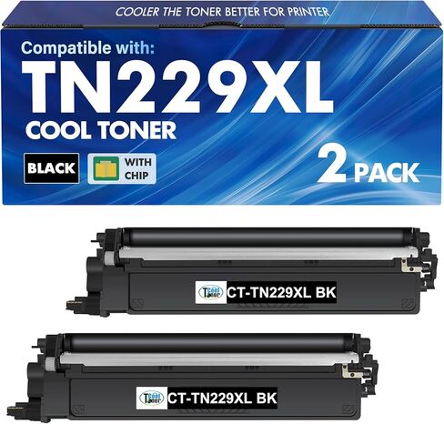 خراطيش حبر TN229XL سوداء TN229XLBK TN229BK: متوافقة مع طابعة Brother TN229 TN 229XLBK 229BK MFC-L3780CDW HL-L3220CDW HL-L3280CDW MFC-L3720CDW HL-L3300CDW HL-L3295CDW (عبوتان) in Saudi Arabia