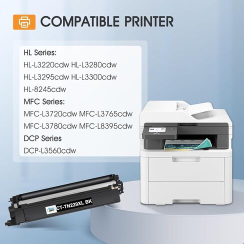 خراطيش حبر TN229XL سوداء TN229XLBK TN229BK: متوافقة مع طابعة Brother TN229 TN 229XLBK 229BK MFC-L3780CDW HL-L3220CDW HL-L3280CDW MFC-L3720CDW HL-L3300CDW HL-L3295CDW (عبوتان) in Saudi Arabia