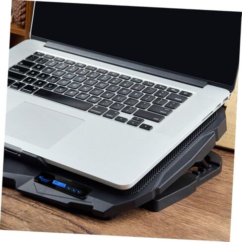 رف تبريد للكمبيوتر المحمول متعدد الزوايا من Angoily مع أربعة مراوح صامتة ومنافذ USB مزدوجة وحامل انزلاقي لأجهزة الكمبيوتر المحمولة وحامل مشعاع الكمبيوتر المحمول المتين in Saudi Arabia
