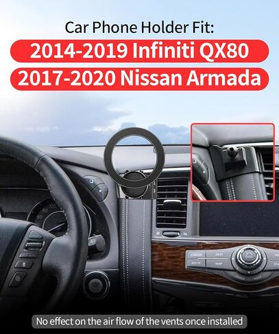 Car Phone Holder for 2017-2020 Nissan Armada 2014-2019 Infiniti QX80 Accessories, 360° Rotation Phone Mount Compatible with MagSafe, Cell Phone Holder Does Not Affect Air Vent in Saudi Arabia