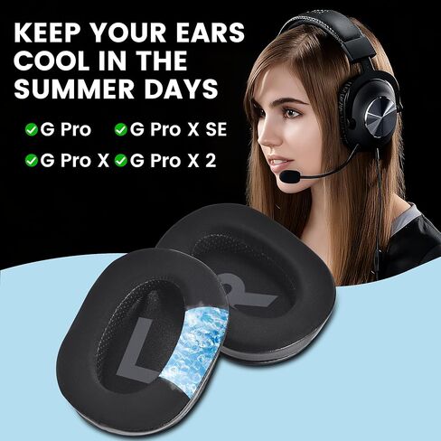 وسائد أذن بديلة من جل التبريد لسماعات Logitech G Pro وG Pro X وG Prox 2 وG Pro X SE - وسائد مع رغوة عازلة للضوضاء وسمك إضافي in Kuwait