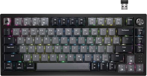 لوحة مفاتيح الألعاب الميكانيكية Corsair K65 Plus اللاسلكية بنسبة 75% RGB - مفاتيح خطية حمراء MLX مشحمة مسبقًا - أغطية مفاتيح PBT Dye-Sub - الكمبيوتر الشخصي، Mac، PS5، PS4، Xbox، iPad - QWERTY NA - أسود/رمادي (متجدد) in Saudi Arabia