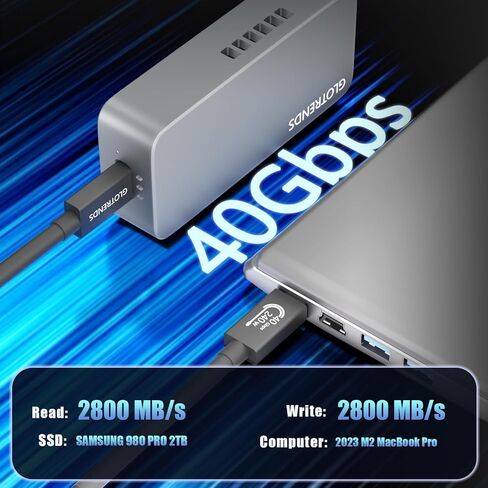 GLOTRENDS EM6007 40Gbps M.2 NVMe SSD Enclosure, Compatible with Thunderbolt 5/4/3/USB4 and USB 3.2(10Gbps)/3.1/3.0/2.0, Up to 3,000 MB/s with PCIe 3.0 x4 Bus, Support 8TB SSD in Saudi Arabia