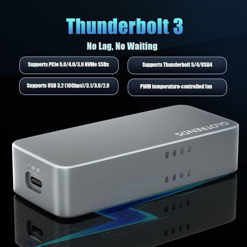 GLOTRENDS EM6007 40Gbps M.2 NVMe SSD Enclosure, Compatible with Thunderbolt 5/4/3/USB4 and USB 3.2(10Gbps)/3.1/3.0/2.0, Up to 3,000 MB/s with PCIe 3.0 x4 Bus, Support 8TB SSD in Saudi Arabia