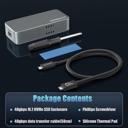 GLOTRENDS EM6007 40Gbps M.2 NVMe SSD Enclosure, Compatible with Thunderbolt 5/4/3/USB4 and USB 3.2(10Gbps)/3.1/3.0/2.0, Up to 3,000 MB/s with PCIe 3.0 x4 Bus, Support 8TB SSD in Saudi Arabia