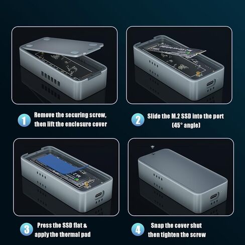 GLOTRENDS EM6007 40Gbps M.2 NVMe SSD Enclosure, Compatible with Thunderbolt 5/4/3/USB4 and USB 3.2(10Gbps)/3.1/3.0/2.0, Up to 3,000 MB/s with PCIe 3.0 x4 Bus, Support 8TB SSD in Saudi Arabia