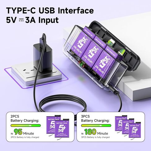 2 Pack 2250mAh Long Lasting Extreme Batteries with 3-Slot Fast Charger Hub for DJI OSMO Action 6/Action 5 Pro/Action 4/Action 3/OSMO 360 Action Camera in Kuwait