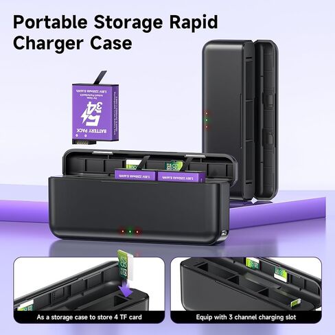 2 Pack 2250mAh Long Lasting Extreme Batteries with 3-Slot Fast Charger Hub for DJI OSMO Action 6/Action 5 Pro/Action 4/Action 3/OSMO 360 Action Camera in Kuwait