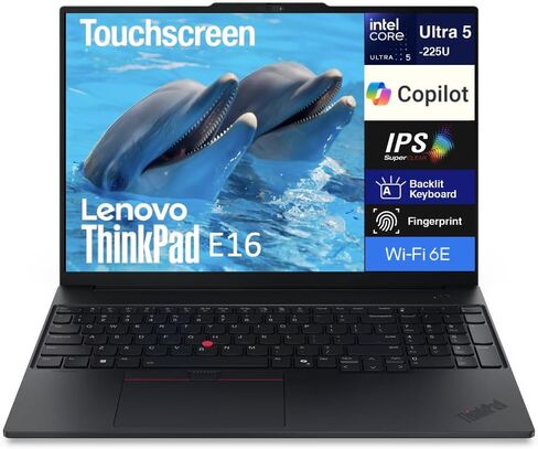 Lenovo ThinkPad E16 Gen 3 AI Business Laptop 16" شاشة لمس FHD+ (Intel Ultra 5-225U، 32GB DDR5، 1TB PCIe SSD، لوحة مفاتيح بإضاءة خلفية، بصمة الإصبع، WiFi 6E +BT، RJ-45، كاميرا ويب 1080p، Win 11 Pro) in Saudi Arabia