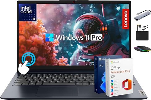 كمبيوتر محمول Lenovo IdeaPad بشاشة تعمل باللمس 2025-2026، كمبيوتر أعمال، مكتب مدى الحياة، شاشة 15.6 بوصة FHD، معالج Intel i5 10-Core، ذاكرة وصول عشوائي 40 جيجابايت، تخزين 1.5 تيرابايت (1 تيرابايت SSD + 500 جيجابايت تحويلة)، بطارية طويلة، ملحق Marxsol، Win in Kuwait