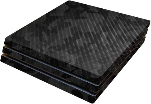 غلاف MightySkins من ألياف الكربون لجهاز Sony PS4 Pro - مموه أسود | لمسة نهائية واقية ومتينة من ألياف الكربون | سهل التطبيق والإزالة وتغيير الأنماط | صنع في الولايات المتحدة الأمريكية in Kuwait