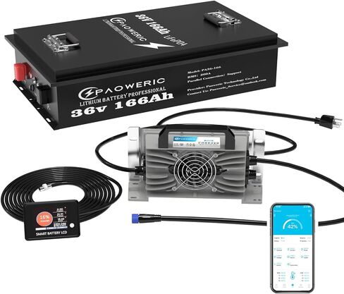 بطارية ليثيوم LiFePO4 36 فولت 100 أمبير، 200 أمبير BMS، 10000+ بطارية قابلة لإعادة الشحن LiFePO4 ذات دورة عميقة لعربة الجولف، RV، محرك التصيد، خارج الشبكة، النظام الشمسي in Kuwait