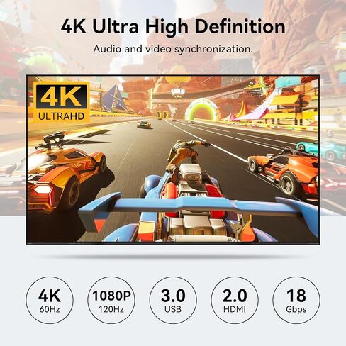 HDMI KVM Switch 1 شاشة 4 أجهزة كمبيوتر 4K 60 هرتز 2K 120 هرتز EDID KVM Switches 4 منافذ تدعم 4 قطع مشاركة شاشة واحدة وأربعة أجهزة USB مع كابلات 4xUSB A 3.0 وملحقات خارجية أخرى in Kuwait