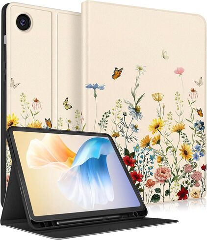 Wazzasoft for Samsung Galaxy Tab S9/S9 FE/S10/S10 FE/S10 Lite Case 10.9 Inch - Smart Folio Cover with Build-in Pencil Holder Women Girls Design for Samsung Tablet S9 Cover 11 inch,Retro Floral in Saudi Arabia