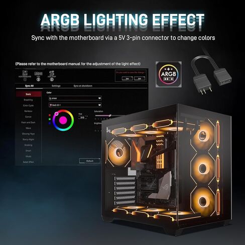 مراوح بتصميم مرآة لا نهائية مقاس 120 مم مع 24 مصباح LED للتحكم في PWM وتأثير ARGB، ومحمل HDB هيدروليكي لتشغيل منخفض الضوضاء - مناسب لمعظم أنظمة تبريد الكمبيوتر، أسود in Saudi Arabia