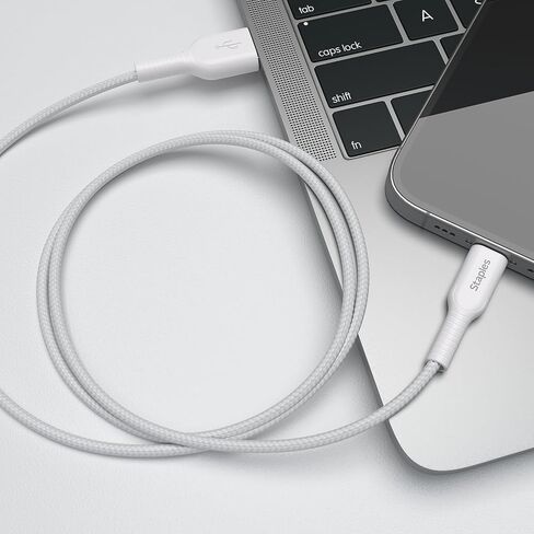 Staples TECH متوافق مع كابل شحن USB-A، 3.3 قدم، أبيض، 2/حزمة (ST62330) in Kuwait