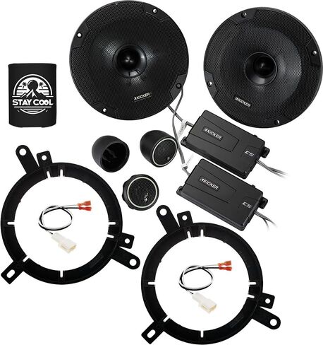 مكبرات صوت KICKER مقاس 6.5 بوصة لمجموعة ترقية Toyota Highlander 2001-2007 - زوج من سلسلة CS مع محولات وحزام، مكون 6 1/2 مكبر صوت للباب الأمامي للسيارة CSS65، 46CSS654 in Kuwait