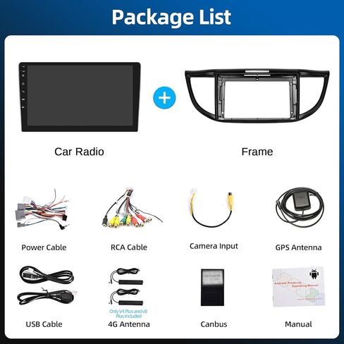 ستيريو سيارة 2+64 جيجا لسيارة Honda CRV 2012 2013 2014 2015 2016 مع Apple Carplay Android Auto، مستقبل راديو السيارة بشاشة لمس 9 بوصة مع نظام ملاحة GPS/FM/WiFi/وصلة مرآة/SWC/+كاميرا احتياطية AHD + ميكروفون in Kuwait
