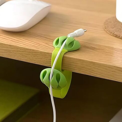 Single Pack Cable Management Clips - Self-Adhesive Cord Organizer for Desk, Nightstand, Office | Green Wire Holder for Chargers, USB Cables (No Drill, Multipurpose) in Saudi Arabia