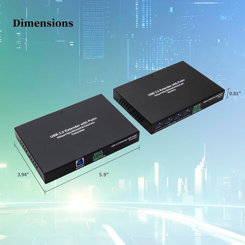 موسع USB 3.2 عبر Cat6a/7 100 متر/330 قدم، 4 منافذ USB 3.0، التوصيل والتشغيل، بدون محرك، يدعم جميع أنظمة التشغيل، امتداد RS232 FSYNC، طاقة محول واحد، لوحة مفاتيح وماوس عبر إيثرنت in Kuwait