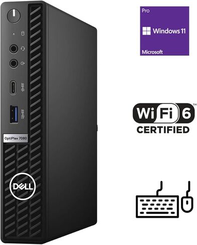 Dell OptiPlex 7080 Micro Form Factor Business Desktop, Intel Core i5-10500T Processor, 16GB RAM, 512GB PCIe SSD, Wi-Fi 6, DisplayPort, RJ45, Windows 11 Pro, Black (Renewed) in Kuwait