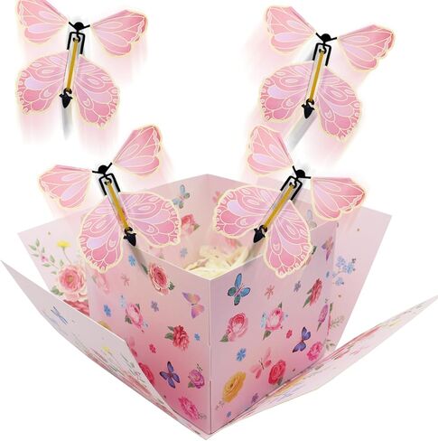 Timisea Christmas Explosion Box,Butterfly Christmas Surprise Gift Box,Surprise Box,Contains Four Flying Butterflies,Suitable for Party Supplies in Saudi Arabia