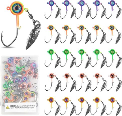 Crappie Jigs Heads for Fishing, Crappie Jig Hook Lures with Underspin Spinner Blade 1/32 1/16 1/8 3/16 oz Jig Head for Bass Trout Panfish Freshwater Saltwater in Saudi Arabia