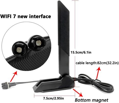 WiFi 7 Antenna 2.4/5/6GHz Tri Band WiFi 7 Gaming Motherboard Antenna Cable Replacement for Asus Prime B840M-A WiFi-CSM for Asus WiFi 7 Antenna Bluetooth 5.4,Magnetic Base in Saudi Arabia