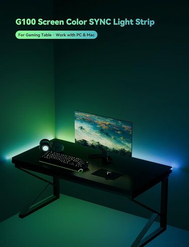 مصابيح خلفية LED للشاشة لجهاز الكمبيوتر/Mac، مصابيح شريط LED تتزامن مع لون الشاشة أو الموسيقى، شريط ضوء الكمبيوتر خلف الشاشة، مصابيح LED لألعاب المكتب، واجهة USB، التحكم في البرامج (32 بوصة) in Kuwait