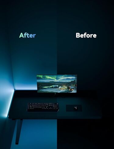 مصابيح خلفية LED للشاشة لجهاز الكمبيوتر/Mac، مصابيح شريط LED تتزامن مع لون الشاشة أو الموسيقى، شريط ضوء الكمبيوتر خلف الشاشة، مصابيح LED لألعاب المكتب، واجهة USB، التحكم في البرامج (32 بوصة) in Kuwait