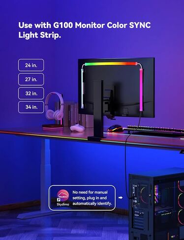 مصابيح خلفية LED للشاشة لجهاز الكمبيوتر/Mac، مصابيح شريط LED تتزامن مع لون الشاشة أو الموسيقى، شريط ضوء الكمبيوتر خلف الشاشة، مصابيح LED لألعاب المكتب، واجهة USB، التحكم في البرامج (32 بوصة) in Kuwait