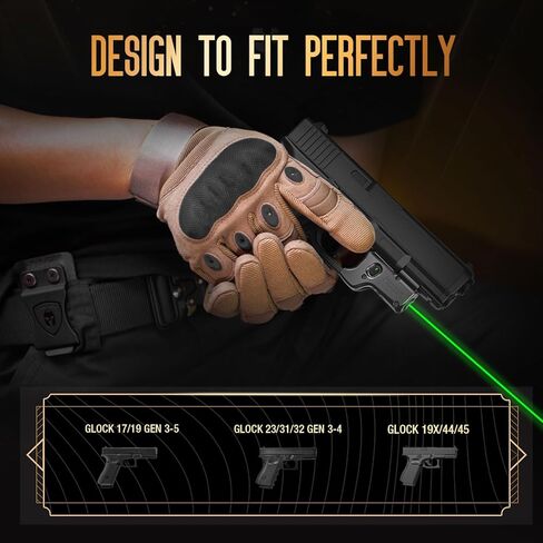 WARRIORLAND Green Laser Sight، يناسب Glock 17/19/19X/23/31/32/44/45 مع حافظة IWB Kydex، أول شعاع أخضر مع مؤشر الطاقة، اليد اليمنى، WLS-104G مع حافظة G19 in Saudi Arabia