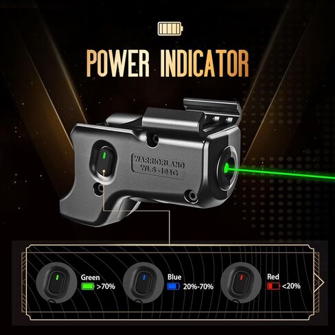 WARRIORLAND Green Laser Sight، يناسب Glock 17/19/19X/23/31/32/44/45 مع حافظة IWB Kydex، أول شعاع أخضر مع مؤشر الطاقة، اليد اليمنى، WLS-104G مع حافظة G19 in Saudi Arabia