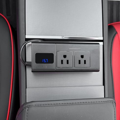 HANSSHOW 200W Power Inverter for Model Y/Y Juniper & Model 3/3 Highland DC 12V to 110V with 4 USB Ports Car Outlet Adapter AC Cigarette Lighter Plug with LED Display in Kuwait