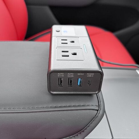 HANSSHOW 200W Power Inverter for Model Y/Y Juniper & Model 3/3 Highland DC 12V to 110V with 4 USB Ports Car Outlet Adapter AC Cigarette Lighter Plug with LED Display in Kuwait