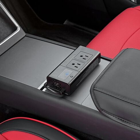 HANSSHOW 200W Power Inverter for Model Y/Y Juniper & Model 3/3 Highland DC 12V to 110V with 4 USB Ports Car Outlet Adapter AC Cigarette Lighter Plug with LED Display in Kuwait