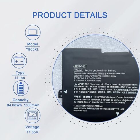 JOTACT YB06XL 928427-271 84.08Wh Battery for HP Spectre x360 Convertible 15-CH 15T-CH 15-CH0XX 15-CH011DX 15-CH010TX 15-CH002TX 15-CH034NG Series 928372-855 HSTNN-DB8H YB06084XL TPN-Q200 in Kuwait