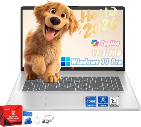 كمبيوتر محمول HP 17، شاشة 17.3 بوصة FHD (1920×1080)، Intel 10-Core i5-1334U، بصمة الإصبع، لوحة مفاتيح بإضاءة خلفية، كمبيوتر محمول Win 11 Pro للأعمال والطلاب، شحن سريع، مجموعة براءة اختراع Redragon، ذاكرة الوصول العشوائي 32 جيجابايت، 1 تيرابايت SSD in Kuwait