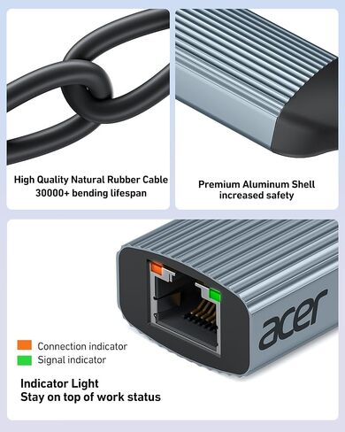 حزمة محول USB A/C إلى إيثرنت من أيسر مع محول USB C إلى إيثرنت in Kuwait